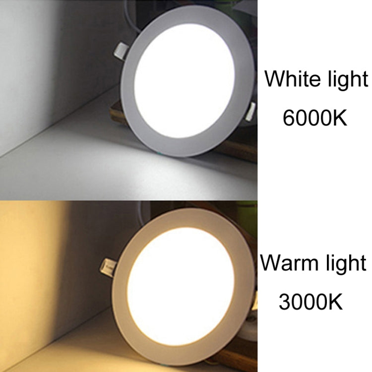 Recessed Concealed Ceiling Downlight Household Wide Voltage Thin Tube Panel Light, Model: 18W Round Opening 205mm(6000K White Light)
