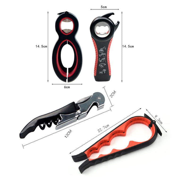 Multifunctional 4 In 1 Bottle Opener Household Saving Force Opener Style 1 (Black Red)