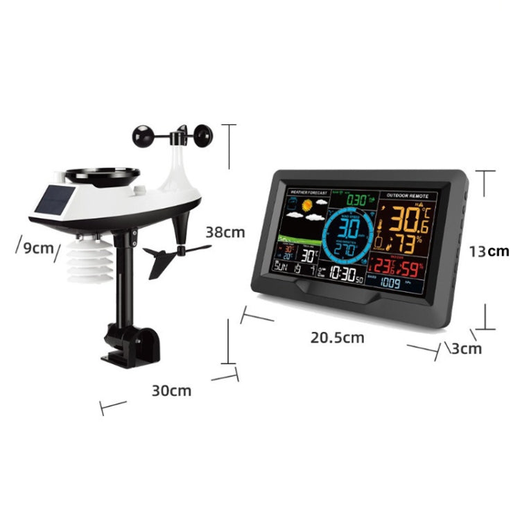 Wireless Weather Station Wind Speed Rain And Wind Direction Detection Weather Forecast Clock(Black)