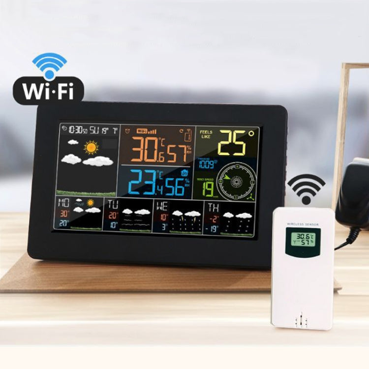 WiFi Color Screen Weather Station Temperature And Humidity Weather Forecast Clock, Model: EU Plug