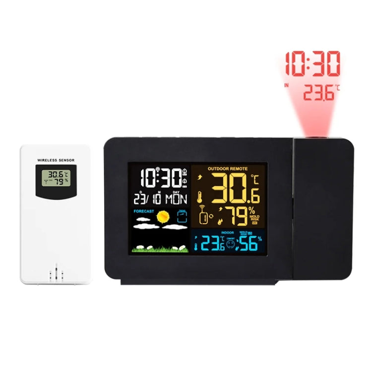 Household Color Screen Temperature And Humidity Meter Weather Forecast Projection Clock, Model: EU Plug