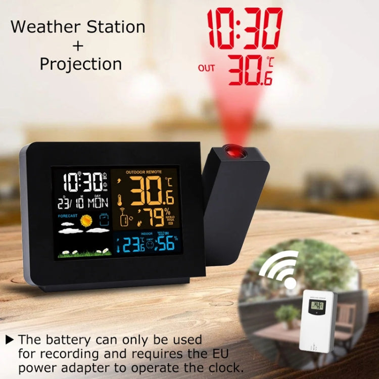 Household Color Screen Temperature And Humidity Meter Weather Forecast Projection Clock, Model: UK Plug