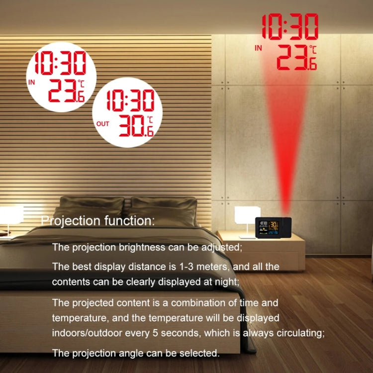 Household Color Screen Temperature And Humidity Meter Weather Forecast Projection Clock, Model: EU Plug