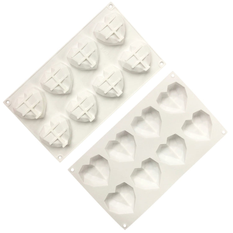 8 Grids Two Rows Heart Chocolate Mould DIY Baking Cake Tools(White)
