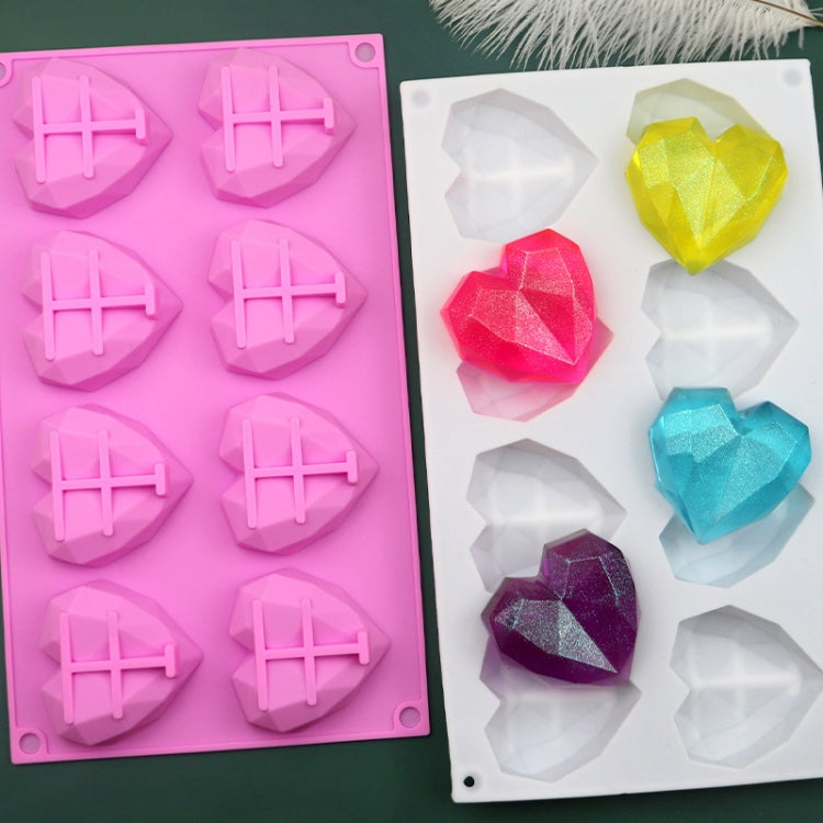 8 Grids Two Rows Heart Chocolate Mould DIY Baking Cake Tools(White)