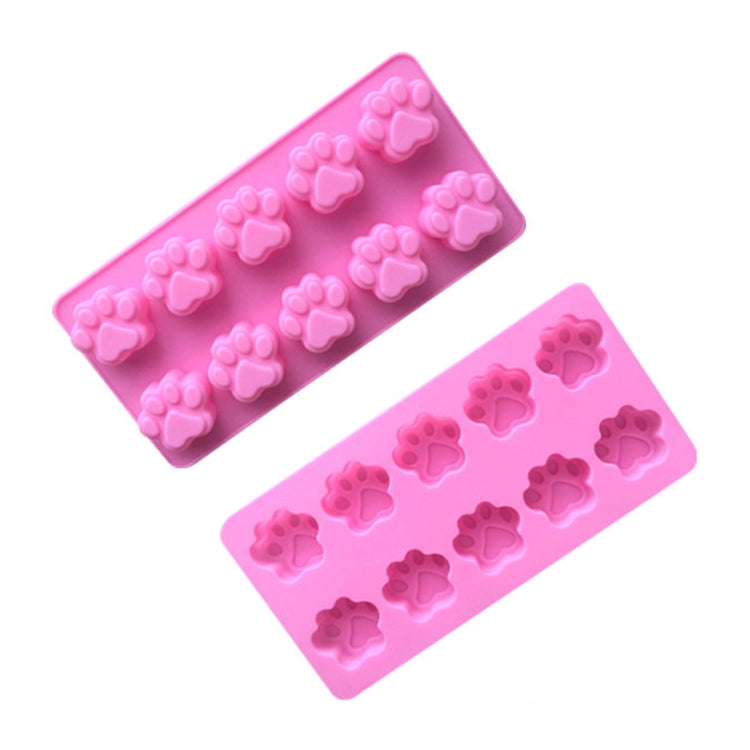 10 Grids Cartoon Kitten Claw Bear Paw Silicone Soap Molds DIY Chocolate Baking Mould(Pink)