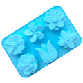 6 Grids Flower Silicone Baking Cake Molds DIY Handmade Soap Mould(Light Blue)