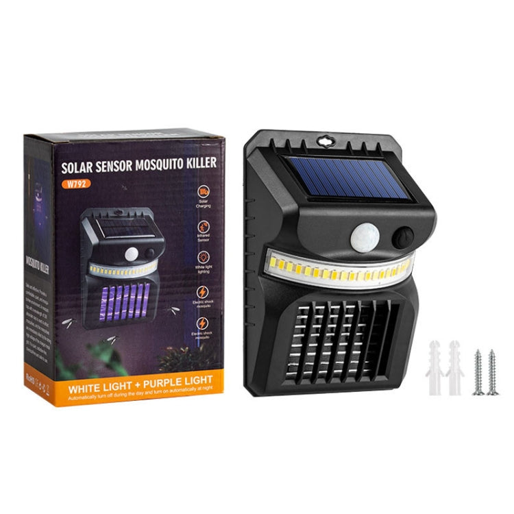 E-SMARTER W792 LED Solar Wall Light With Purple Light Mosquito Control Function Human Intelligent Sensor Outdoor Garden Lamp, Specification: White Light