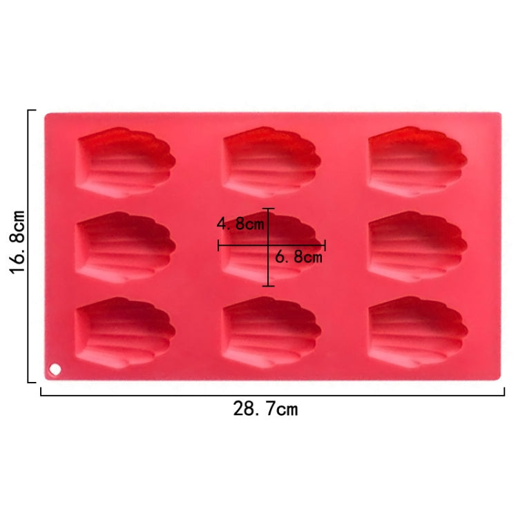 9 Grids Shells Silicone Baking Molds DIY Handmade Soap Mould(Red)