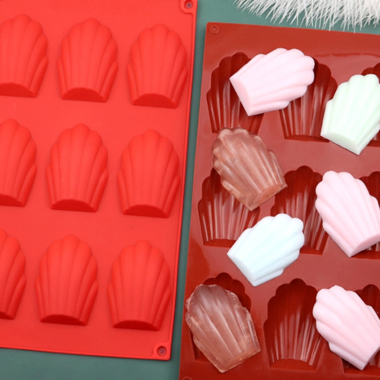 9 Grids Shells Silicone Baking Molds DIY Handmade Soap Mould(Red)