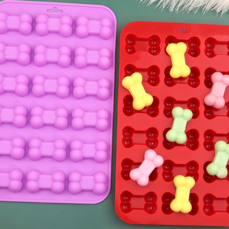 18 Grids Dog Bone Silicone Baking Cake Molds DIY Fire Paint Wax Mould(Purple)