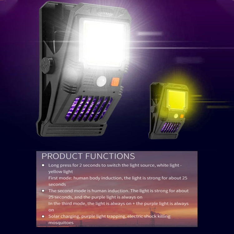 E-SMARTER W7104-2 COB Solar Wall Lamp With Clip Mosquito Killer Lamp Portable Body Sensor Outdoor Garden Light
