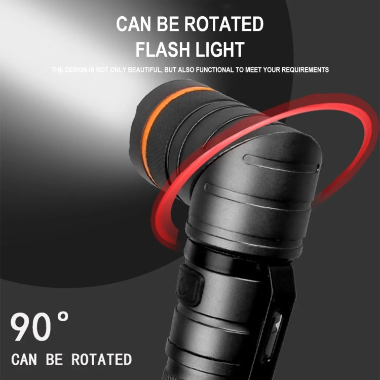 90 Degree Foldable Flashlight White / Red / Green Lights Waterproof Magnetic Torch Built In 18650 Lithium Battery