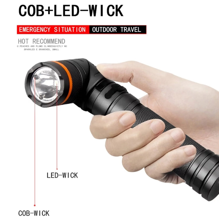 90 Degree Foldable Flashlight White / Red / Green Lights Waterproof Magnetic Torch Built In 18650 Lithium Battery