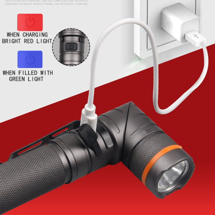 90 Degree Foldable Flashlight White / Red / Green Lights Waterproof Magnetic Torch Built In 18650 Lithium Battery