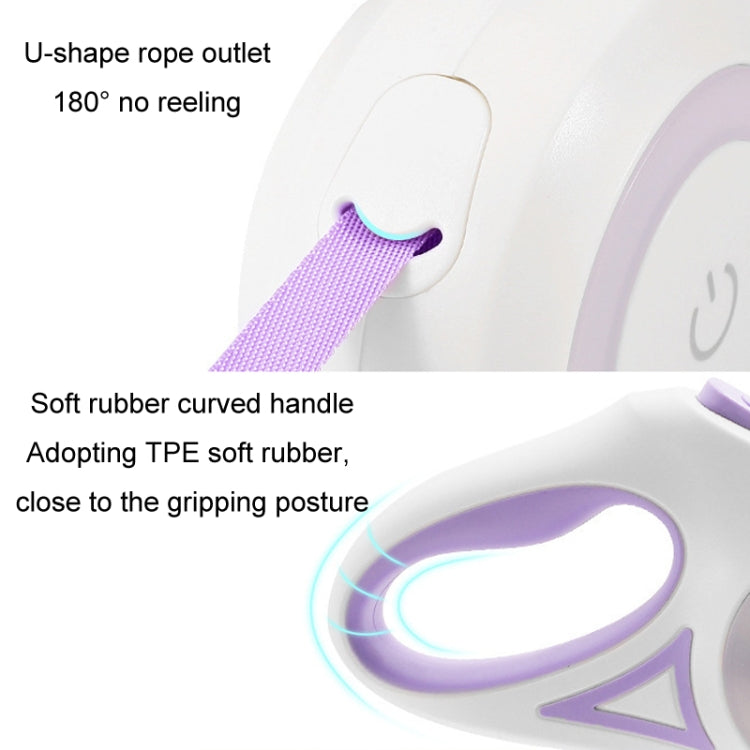 LED Light Luminous Pet Dog Leash Automatic Retractable Dog Walking Leash, Color: 5m Purple