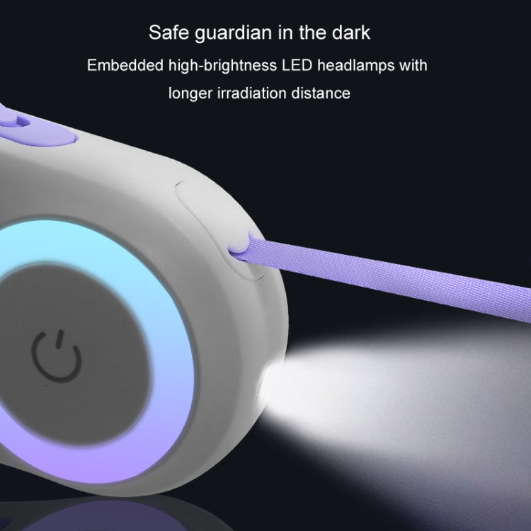 LED Light Luminous Pet Dog Leash Automatic Retractable Dog Walking Leash, Color: 5m Purple