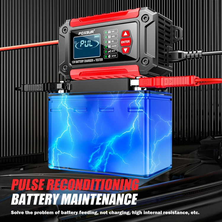 FOXSUR Cars Motorcycles 12V Lithium Cattery Charger With Battery Detection(US Plug)