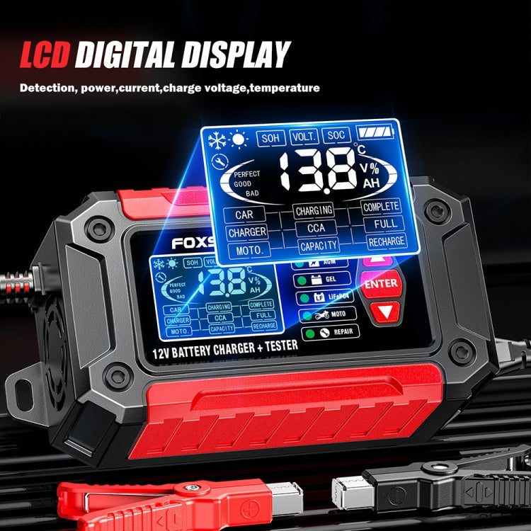 FOXSUR Cars Motorcycles 12V Lithium Cattery Charger With Battery Detection(US Plug)