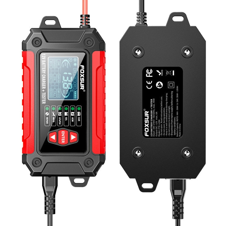 FOXSUR Cars Motorcycles 12V Lithium Cattery Charger With Battery Detection(US Plug)