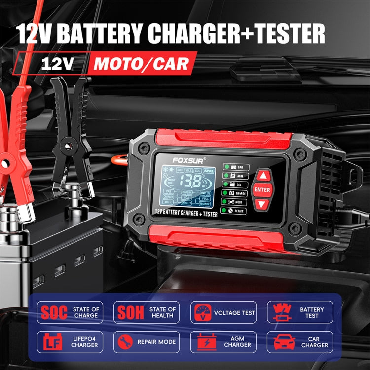 FOXSUR Cars Motorcycles 12V Lithium Cattery Charger With Battery Detection(JP Plug)