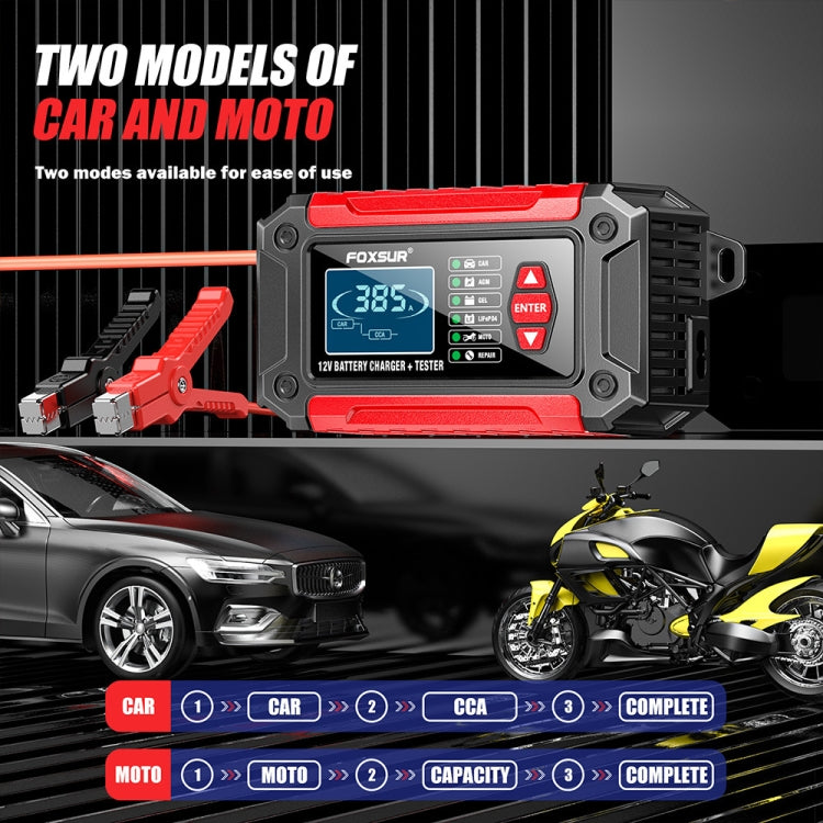 FOXSUR Cars Motorcycles 12V Lithium Cattery Charger With Battery Detection(JP Plug)