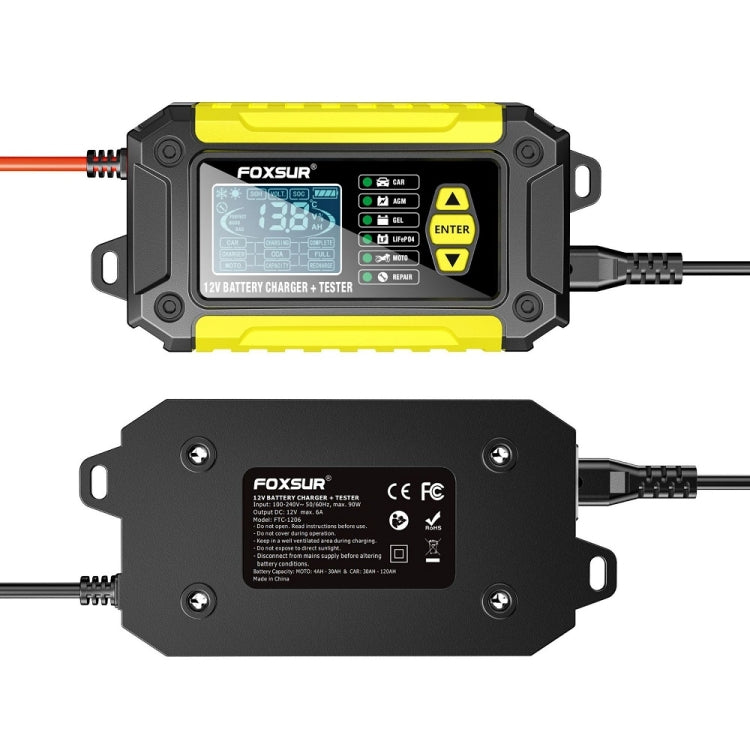FOXSUR Cars Motorcycles 12V Lithium Cattery Charger With Battery Detection(EU Plug)