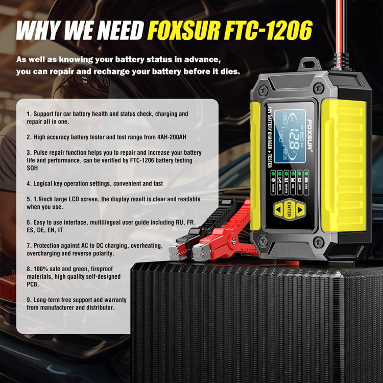 FOXSUR Cars Motorcycles 12V Lithium Cattery Charger With Battery Detection(AU Plug)
