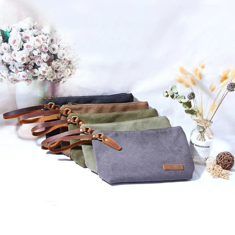 Portable Canvas Bag Large Capacity Washing Bag Cosmetics Storage Bag(Light Grey)