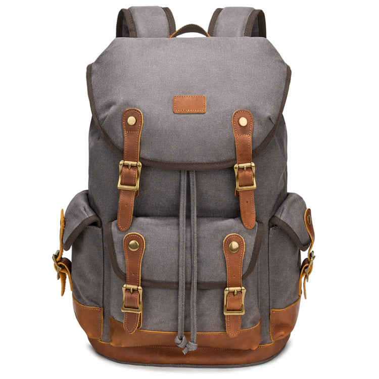 Retro Canvas Backpack Large Capacity Travel Computer Bag(Gray)