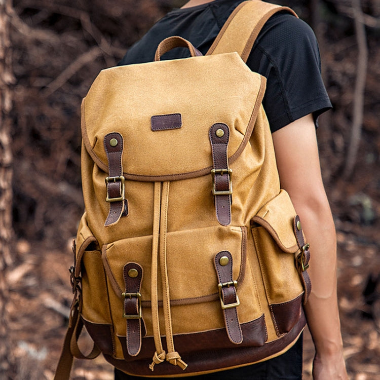 Retro Canvas Backpack Large Capacity Travel Computer Bag(Yellow)