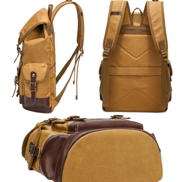 Retro Canvas Backpack Large Capacity Travel Computer Bag(Yellow)