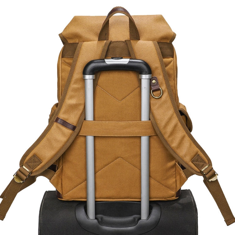 Retro Canvas Backpack Large Capacity Travel Computer Bag(Yellow)