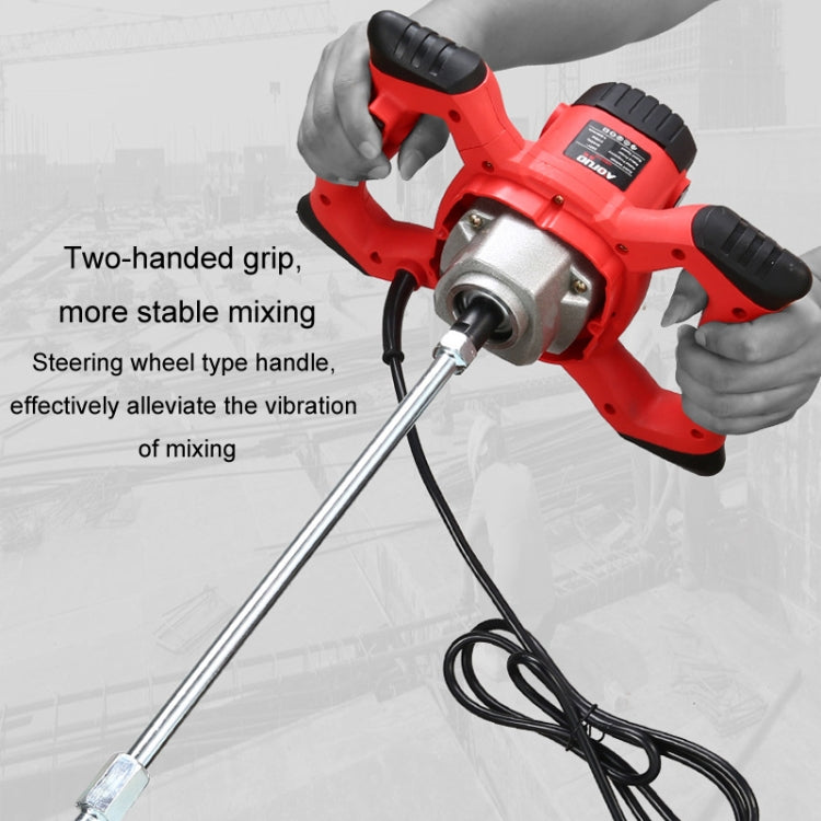 AOTUO 220V High Power Industrial Grade Electrical Mixer Handheld Concrete Paint Mixer(EU Plug Blue)
