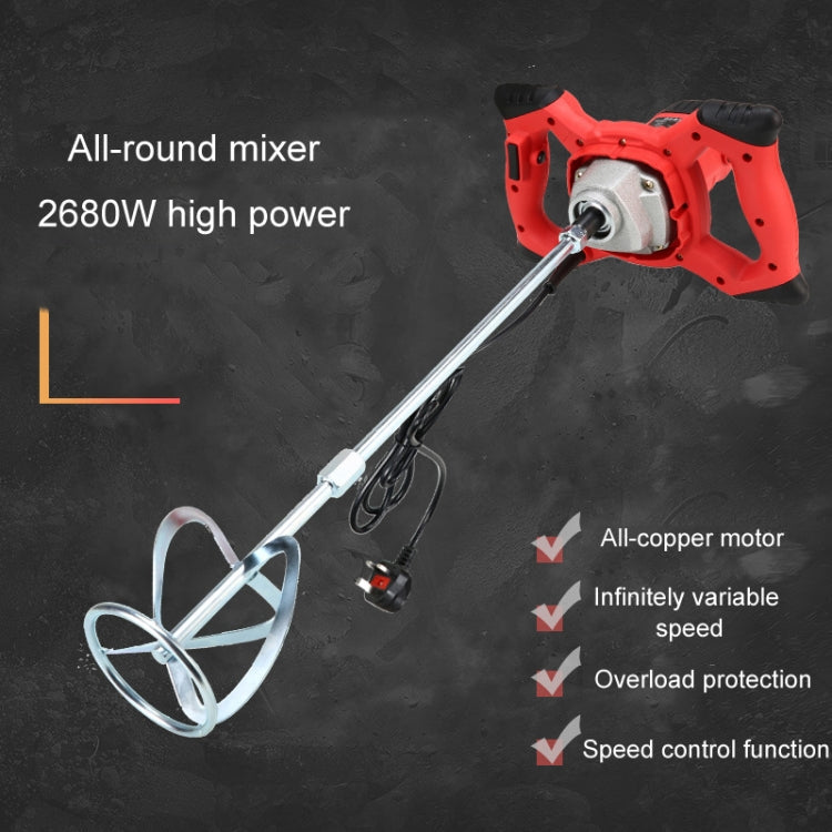 AOTUO 220V High Power Industrial Grade Electrical Mixer Handheld Concrete Paint Mixer(EU Plug Blue)