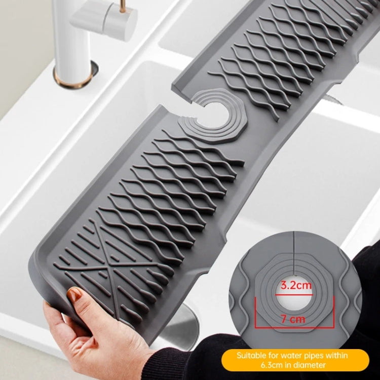 Slope Silicone Faucet Drain Pad Splash-proof Sink Faucet Mat(Grey)