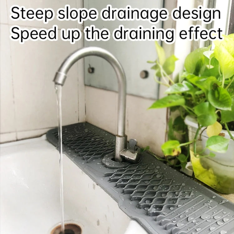 Slope Silicone Faucet Drain Pad Splash-proof Sink Faucet Mat(Grey)