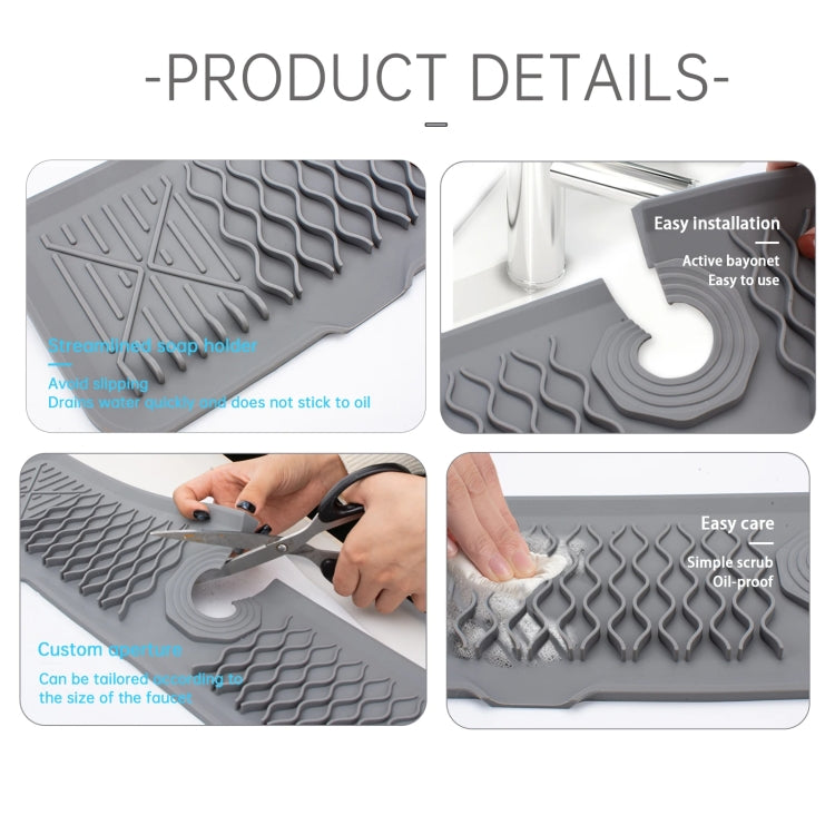 Slope Silicone Faucet Drain Pad Splash-proof Sink Faucet Mat(Black)
