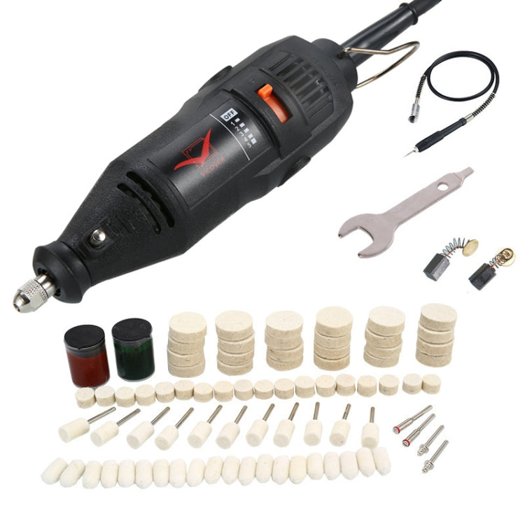 VICOVER Small Adjustable Speed Electrical Grinder Set Jade Carving Pen Polishing Tool EU Plug, Model: 78pcs Parts+Soft Shaft