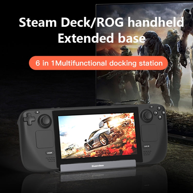 6-in-1 For Steam Deck/ROG Blueendless DS601 Type-C Game Console Base HUB Docking Station