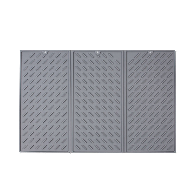 62 x 40cm  Trifold Silicone Drain Pad Bowl and Dish Drying Mat for Kitchen Counter(Grey)