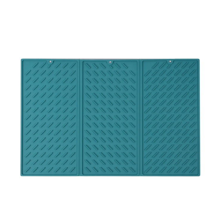 62 x 40cm  Trifold Silicone Drain Pad Bowl and Dish Drying Mat for Kitchen Counter(Green)