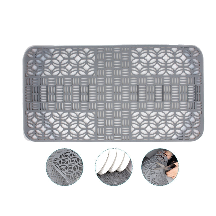 Silicone Sink Mat Cuttable Sink Pad Kitchen Cabinet Mat Dish Drainer Mat 66 x 35cm(Grey)