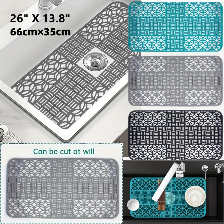 Silicone Sink Mat Cuttable Sink Pad Kitchen Cabinet Mat Dish Drainer Mat 66 x 35cm(Black)