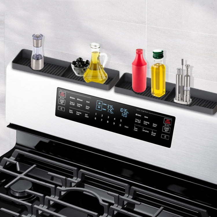 1pair Kitchen Silicone Oven Storage Rack Integrated Roaster Spice Organizer, Color: Beige