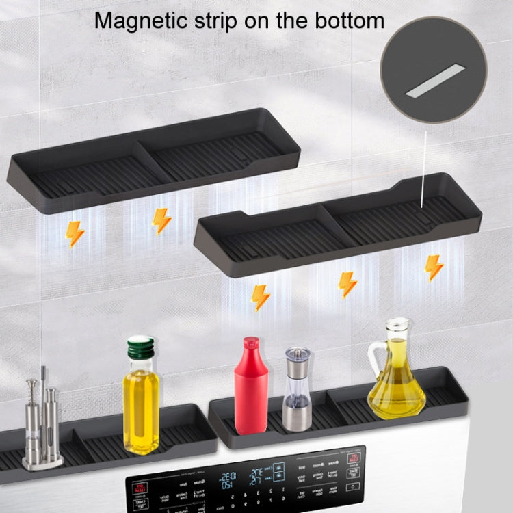 1pair Kitchen Silicone Oven Storage Rack Integrated Roaster Spice Organizer, Color: Black