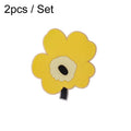 2pcs / Set Household Leaf Heat Insulation Mat Kitchen High Temperature Resistant Baking Placemats, Style: Yellow Small
