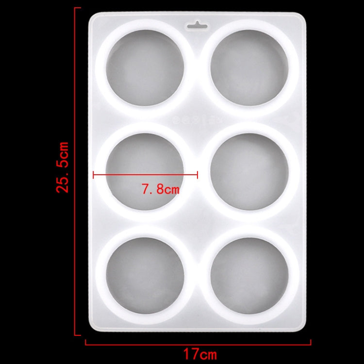 6 Grids Round Silicone Cake Molds Home DIY Handmade Soap Mould(Transparent)