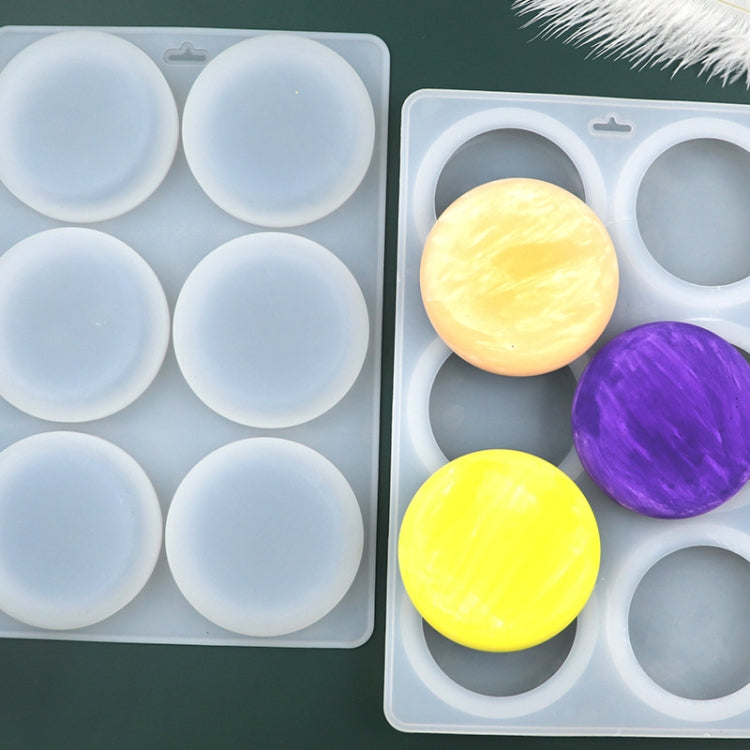 6 Grids Round Silicone Cake Molds Home DIY Handmade Soap Mould(Transparent)