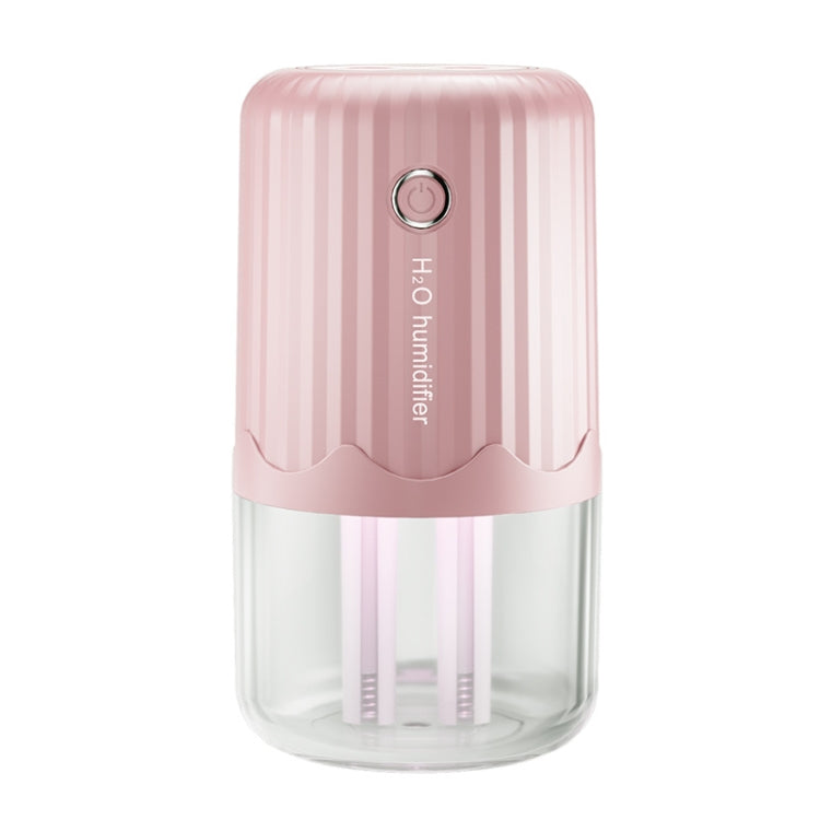 T06 Large-Capacity Atmosphere Night Light Household Dual Spray Air Humidifier, Color: Pink Plug-in